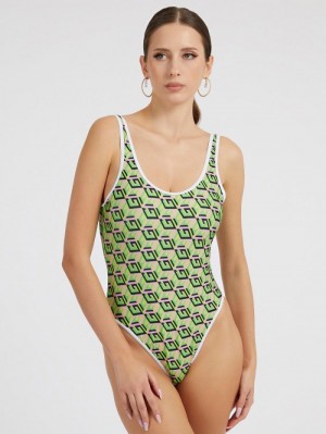 One Piece Swimsuits Guess G Cube Sporty Mujer Verdes | SE-239066