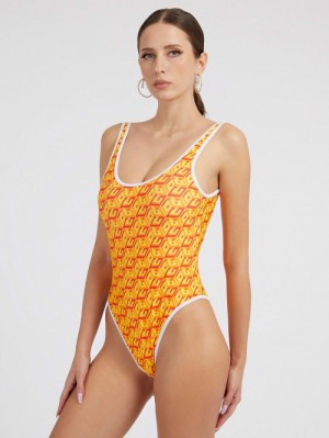 One Piece Swimsuits Guess G Cube Sporty Mujer Amarillos | SE-043024