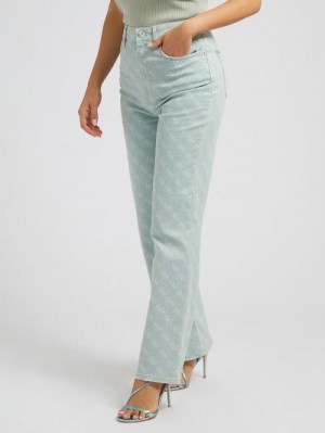 Pantalones Guess 4g Logo Straight Mujer Verdes | SE-098818