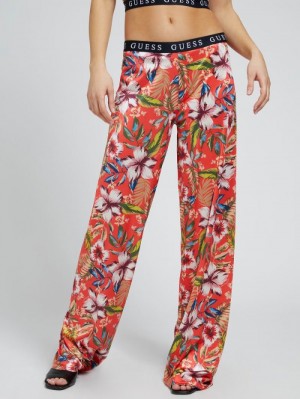 Pantalones Guess All Over Print Long Mujer Naranjas | SE-998329