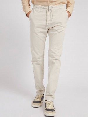 Pantalones Guess Cotton Blend Pant With Coulisse Hombre Kaki Claro | SE-291703