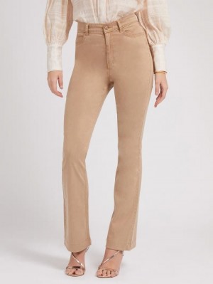 Pantalones Guess Fit And Flare Satin Mujer Marrom | SE-761629