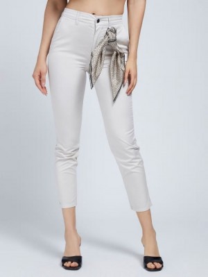 Pantalones Guess Foulard Slim Fit Mujer Creme | SE-114529