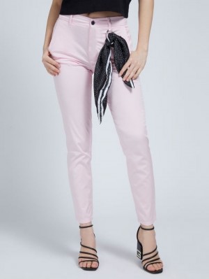 Pantalones Guess Foulard Slim Fit Mujer Rosas | SE-094002