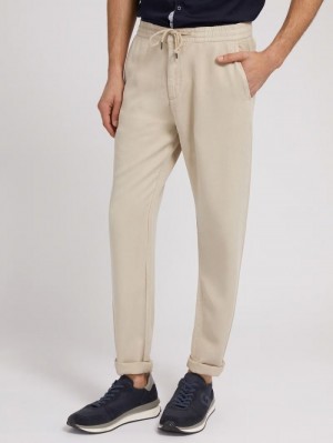 Pantalones Guess Lyocell Pant With Coulisse Hombre Beige | SE-742902