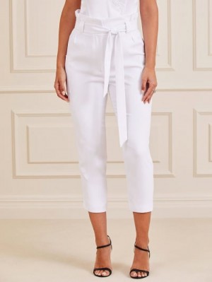 Pantalones Guess Marciano Belted Mujer Blancos | SE-643273