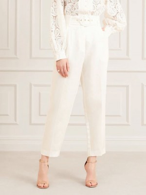 Pantalones Guess Marciano Belted Mujer Creme | SE-237615