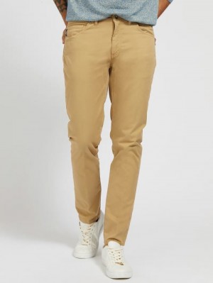 Pantalones Guess Marciano Garment-dyed Hombre Beige | SE-028393