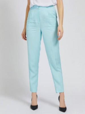 Pantalones Guess Marciano Linen Blend Mujer Azules | SE-794935