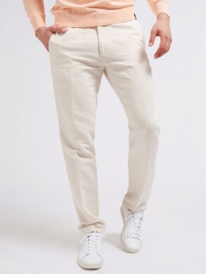 Pantalones Guess Marciano Linen Hombre Blancos | SE-664181