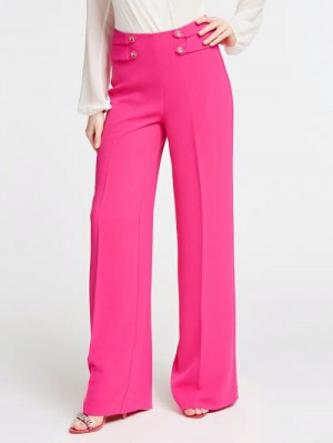 Pantalones Guess Marciano Pants Buttons Mujer Fucsia | SE-289795