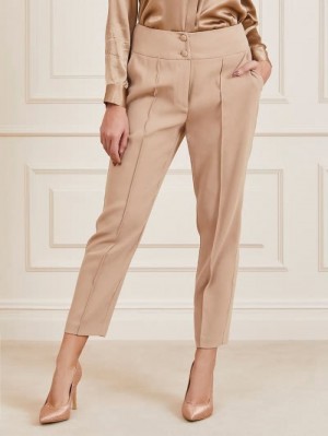 Pantalones Guess Marciano Straight Mujer Beige | SE-984299