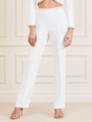 Pantalones Guess Marciano Straight Mujer Creme | SE-908250