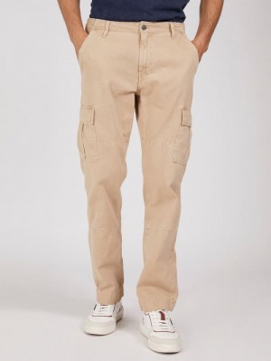 Pantalones Guess Patch Regular Fit Hombre Beige | SE-582066