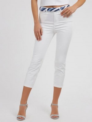 Pantalones Guess Skinny Fit Capri Mujer Blancos | SE-361366