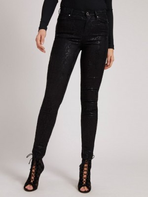 Pantalones Guess Skinny Fit Mujer Negros | SE-599157