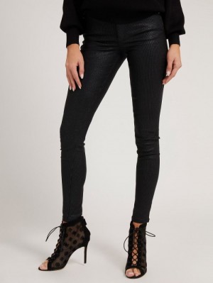 Pantalones Guess Striped Skinny Fit Mujer Negros | SE-065070