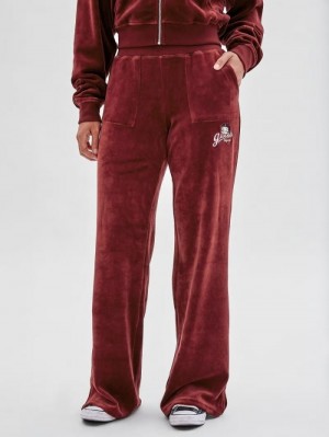 Pantalones Guess Velour Mujer Vino | SE-705042