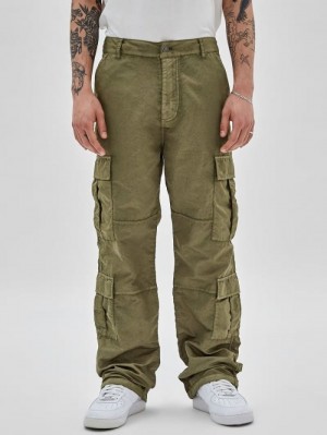 Pantalones Guess Washed Nylon Cargo Hombre Verdes | SE-197343