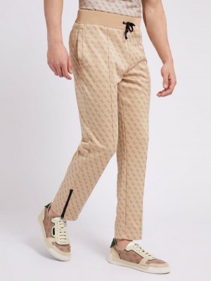 Pantalones Jogger Guess All Over Logo Jogger Pant Hombre Beige | SE-735694