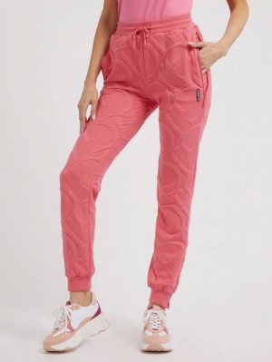 Pantalones Jogger Guess Gj Logo Embossed Jogger Pant Mujer Rojos Claro | SE-523138