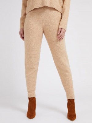 Pantalones Jogger Guess Lurex Boucle Joggers Mujer Beige | SE-025726