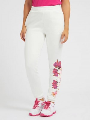 Pantalones Jogger Guess Side Floral Logo Jogger Pant Mujer Blancos | SE-960079