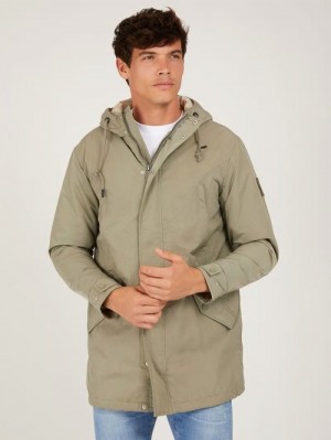 Parka Guess Front Pockets Hombre Verdes | SE-581149