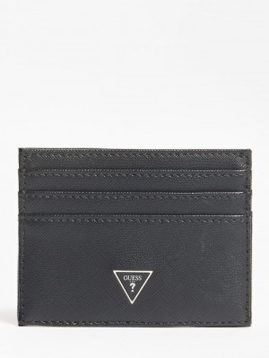 Porta Tarjetas Guess Certosa Saffiano Credit Hombre Negros |