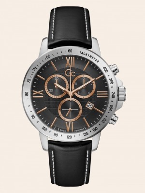 Relojes Guess GC Real Leather Chronograph Hombre Plateados Rosas Dorados | SE-633280