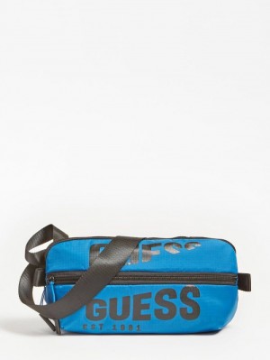 Riñonera Guess Elvis Logo Lettering Hombre Azules | SE-877868