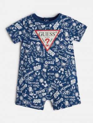 Rompers Guess All Over Print Niños Azules | SE-657524