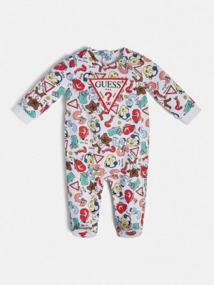 Rompers Guess Front Logo Niños Blancos | SE-745027