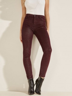 Ropa Guess Animal Print Skinny Fit Mujer Vino | SE-000309