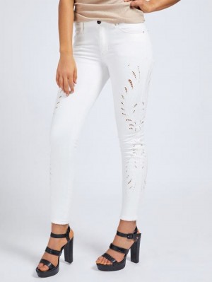 Ropa Guess Embroidery Skinny Fit Mujer Blancos | SE-458037