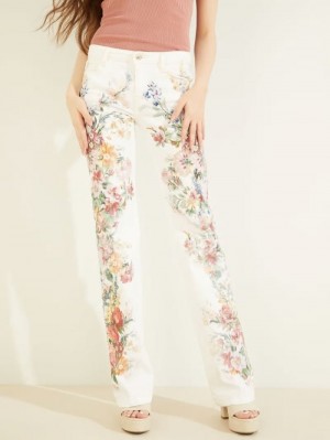 Ropa Guess Floral Print Bootcut Mujer Blancos | SE-880677