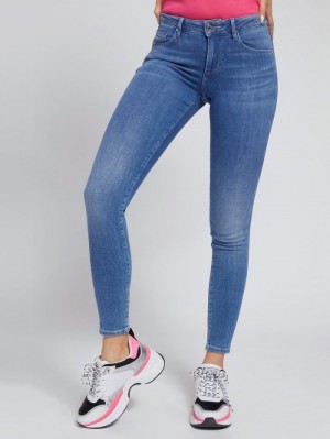 Ropa Guess Glitter Skinny Fit Mujer Azules | SE-360042