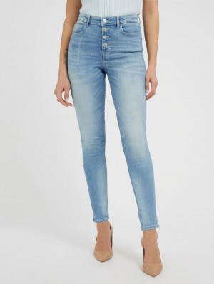 Ropa Guess Skinny Fit Mujer Azules Claro | SE-933589