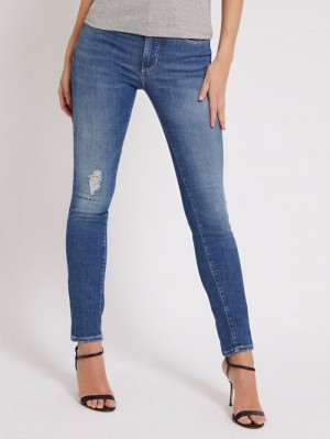 Ropa Guess Skinny Fit Mujer Azules | SE-466351