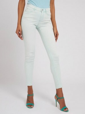 Ropa Guess Striped Skinny Fit Mujer Azules Claro | SE-267579