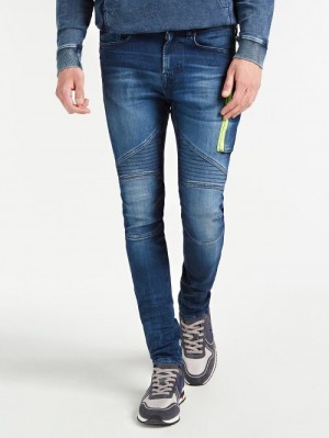 Ropa Guess Zipper Skinny Fit Hombre Azules | SE-800171