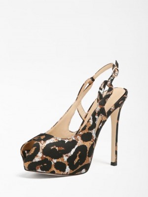 Sandalias Guess Ginnia Animalier Peep-toe Mujer Animalier | SE-550924