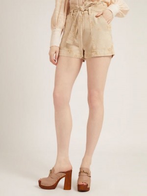 Short Guess Belted Relaxed Fit Mujer Beige | SE-384454