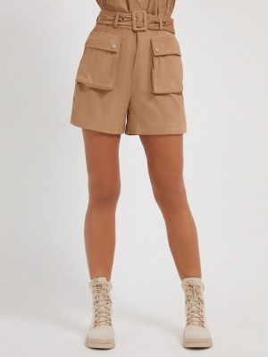 Short Guess Faux Suede Mujer Marrom | SE-823291