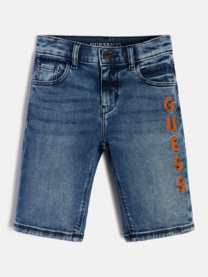 Short Guess Side Embroidered Logo Niños Azules | SE-231441