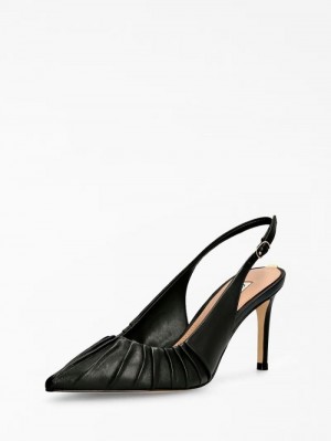 Slingback Guess Amena Leather Mujer Negros | SE-714492