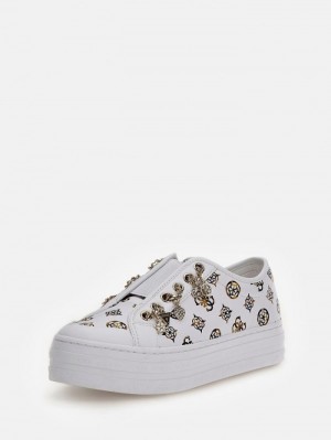 Slip On Guess Betrix 4g Peony Logo Mujer Blancos | SE-468740