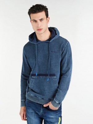 Sudadera con Capucha Guess Sweatshirt Hombre Azules | SE-804425