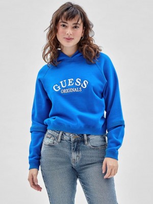 Sudaderas Guess Front Logo Mujer Azules | SE-549743