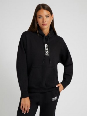 Sudaderas Guess Front Logo Mujer Negros | SE-148045